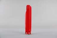 Left Side UFO Red Lower Fork Guards replacement plastics for 03-25 Honda CR85, CRF150 dirt bikes.