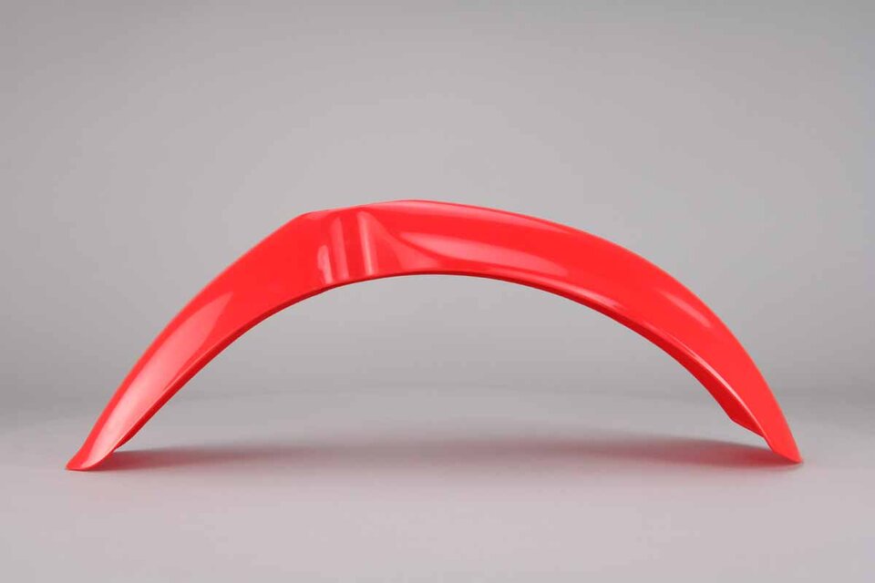 Polisport Red Front Fender replacement plastics for 00-03 Honda CR125, CR250, CRF450 dirt bikes 360 view