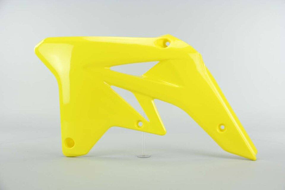 Left Side Polisport Yellow Radiator Shroud Set replacement plastics for 07-09 Suzuki RMZ250 dirt bikes.