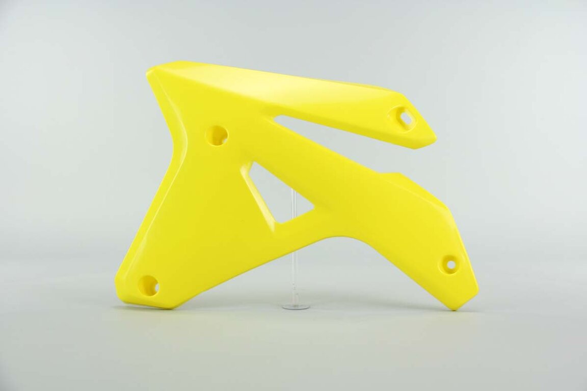 Left Side Polisport Yellow Radiator Shroud Set replacement plastics for 07 Suzuki RMZ450 dirt bikes.