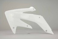 Left Side Polisport White Radiator Shroud Set replacement plastics for 04-17 Honda CRF250 dirt bikes.