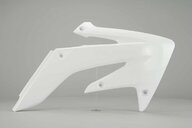 Right Side Polisport White Radiator Shroud Set replacement plastics for 04-17 Honda CRF250 dirt bikes.