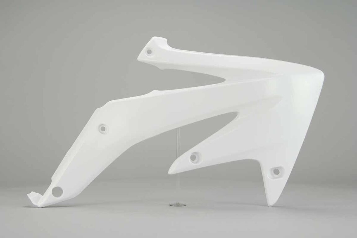 Right Side UFO White Radiator Shroud Set replacement plastics for 05-08 Honda CRF450 dirt bikes.