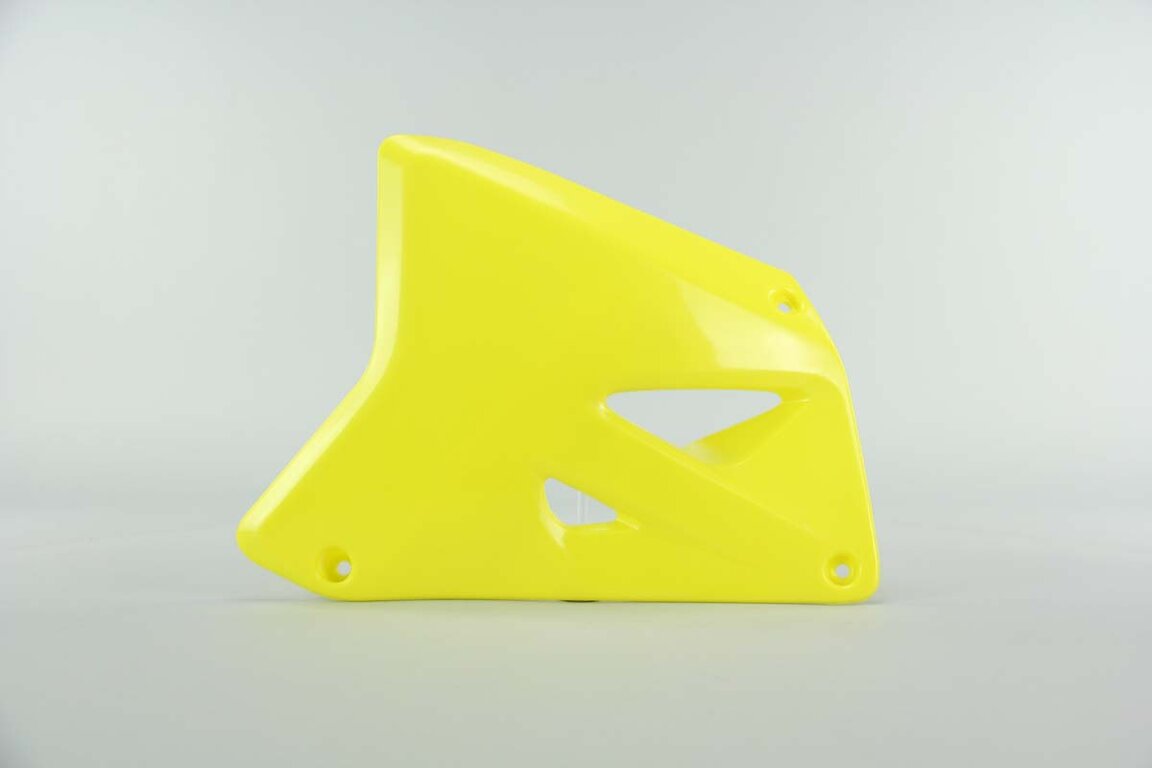 Left Side Acerbis Yellow Radiator Shroud replacement plastics for 02-24 Suzuki RM85 dirt bikes.