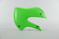 Left Side Polisport Green Radiator Shroud Set replacement plastics for 00-25 Kawasaki, Suzuki KLX110, KX65, RM65 dirt bikes.