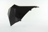 Left Side Polisport Black Airbox Covers replacement plastics for 11-12 KTM SX, SXF, XC, XCF dirt bikes.