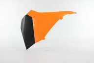 Left Side UFO Orange Airbox Covers replacement plastics for 11-13 KTM EXC, EXCF, SX, XC, XCF, XCW dirt bikes.