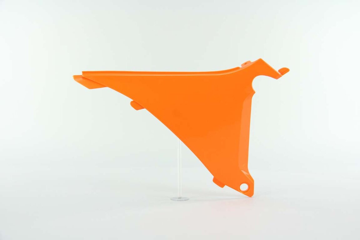 Right Side UFO Orange Airbox Covers replacement plastics for 11-13 KTM EXC, EXCF, SX, XC, XCF, XCW dirt bikes.