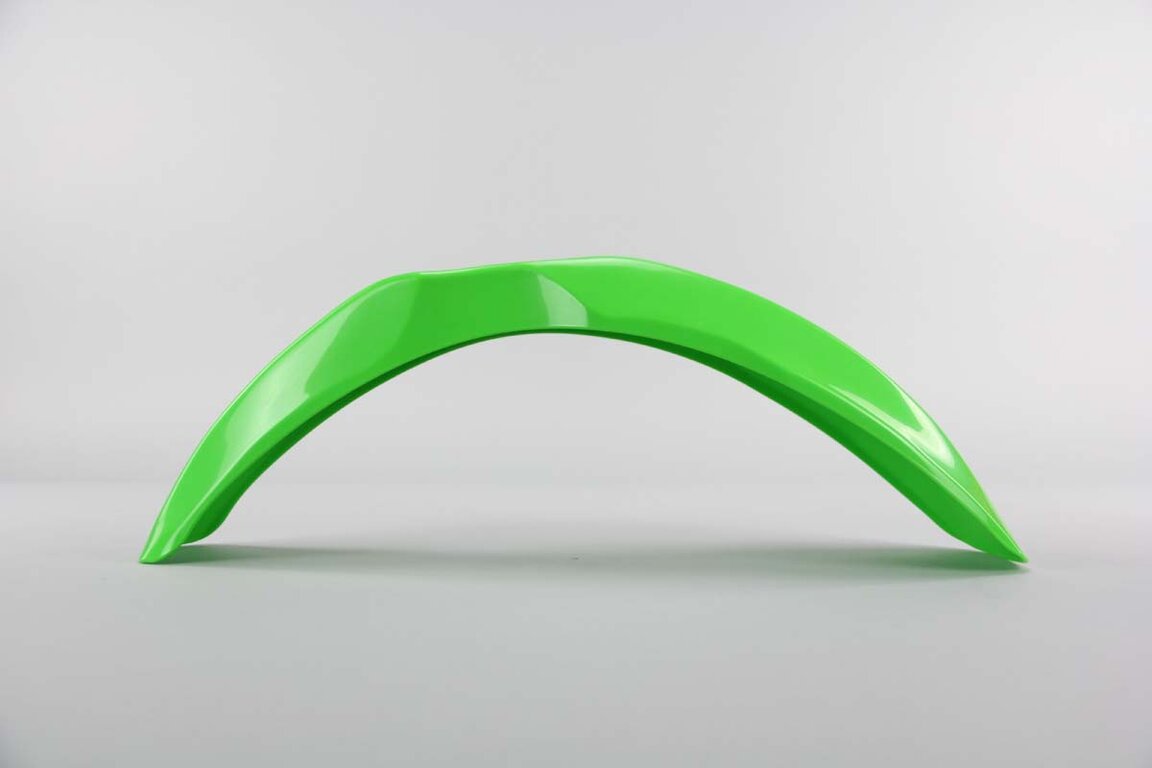 Polisport Green Front Fender replacement plastics for 00-25 Kawasaki, Suzuki KX65, RM65 dirt bikes 360 view