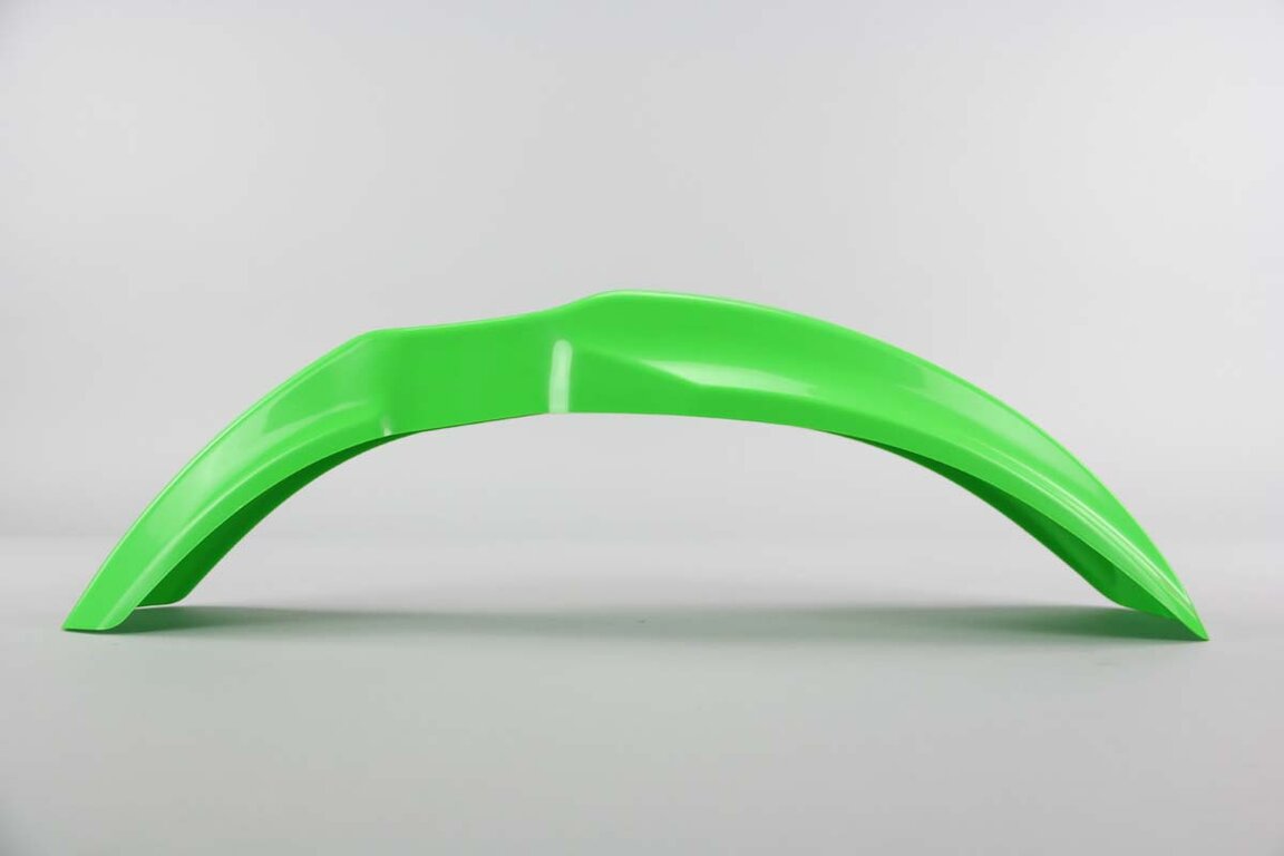 Polisport Green Front Fender replacement plastics for 98-13 Kawasaki KX100, KX80, KX85 dirt bikes 360 view