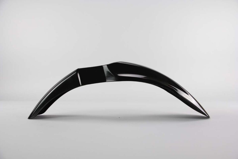 UFO Black Restyled Front Fender replacement plastics for 01-13 Kawasaki KX100, KX85 dirt bikes 360 view