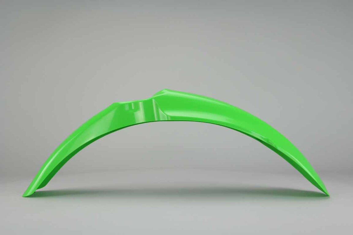 Polisport Green Front Fender replacement plastics for 03-08 Kawasaki KX, KX250F, KX450F dirt bikes 360 view