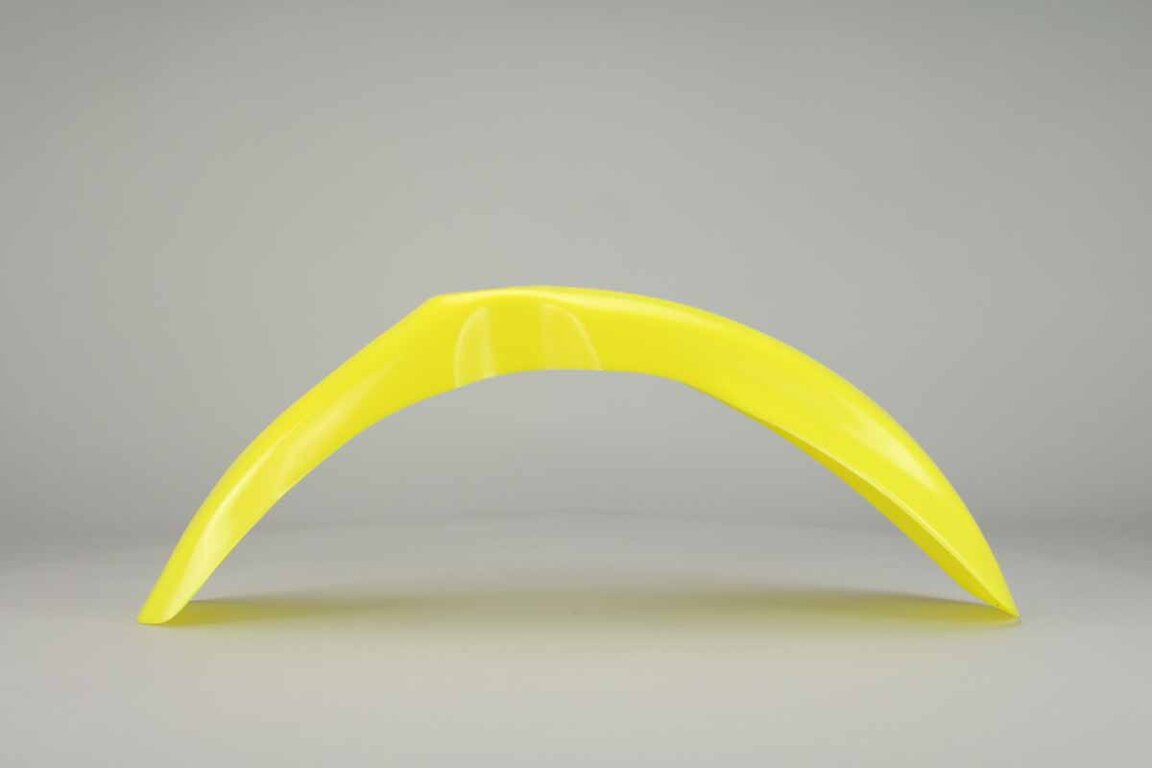 Polisport Yellow Front Fender replacement plastics for 00-24 Suzuki RM80, RM85 dirt bikes 360 view