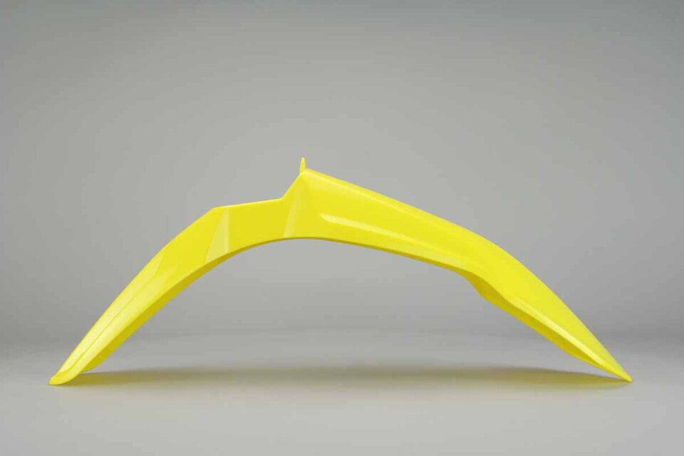 Polisport Yellow Front Fender replacement plastics for 08-18 Suzuki RMZ250, RMZ450 dirt bikes 360 view
