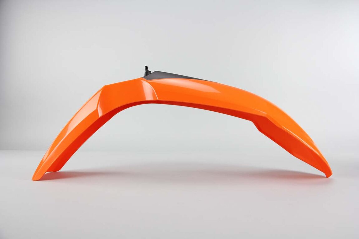 Polisport Orange Front Fender replacement plastics for 07-13 KTM EXC, EXCF, SX, SXF, XC, XCF, XCW dirt bikes 360 view