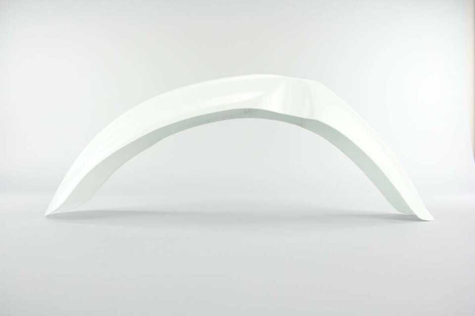 UFO White Front Fender replacement plastics for 00-03 Honda CR125, CR250, CRF450 dirt bikes 360 view