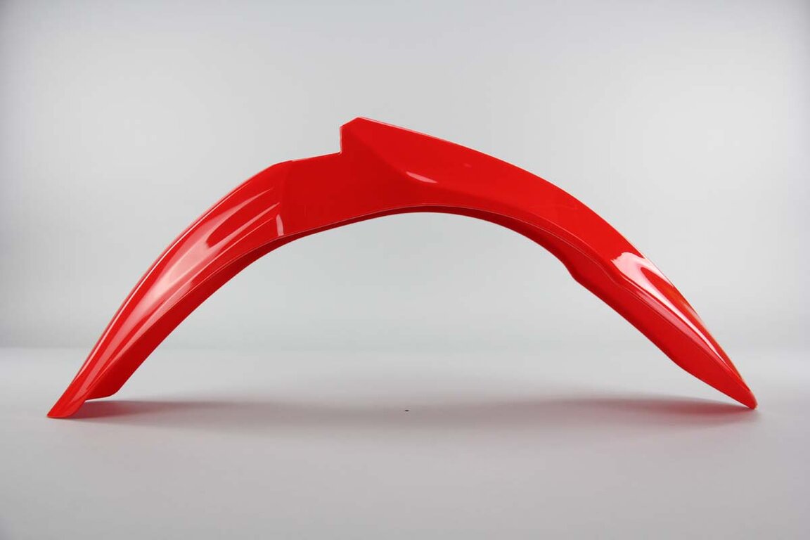 Polisport Red Front Fender replacement plastics for 09-13 Honda CRF250, CRF450 dirt bikes 360 view