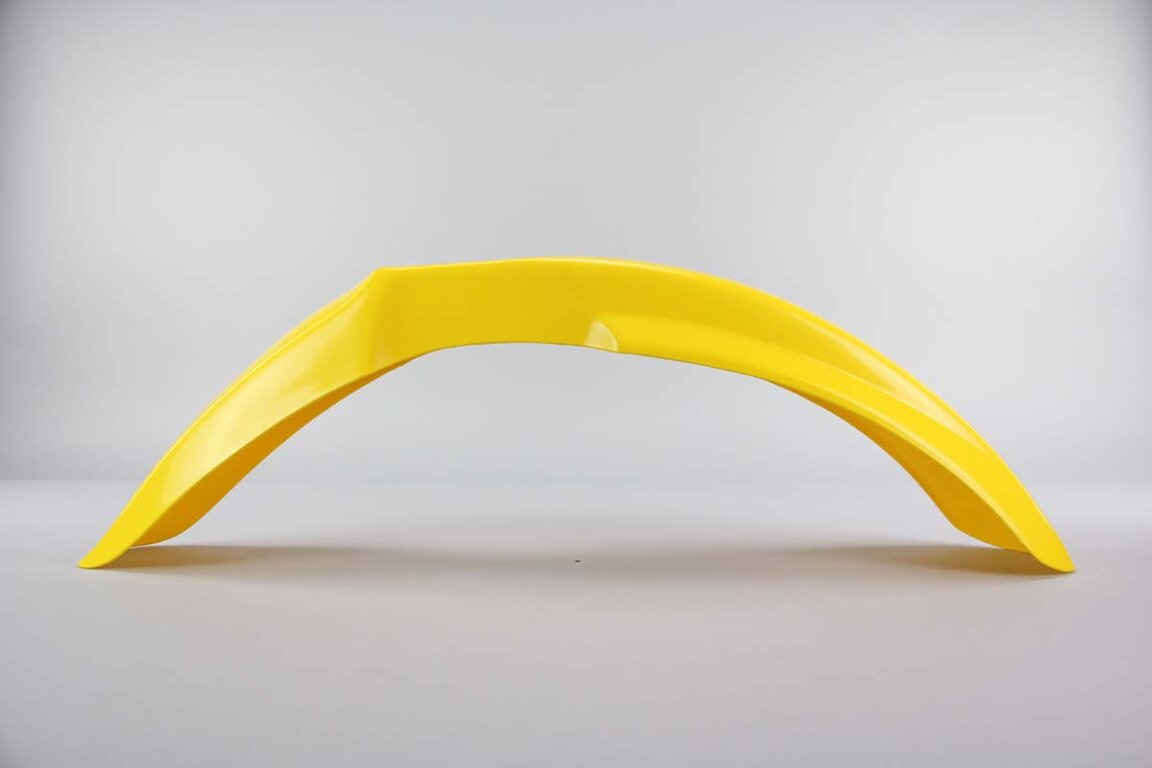 Polisport Yellow Front Fender replacement plastics for 89-00 Suzuki RM125, RM250 dirt bikes 360 view