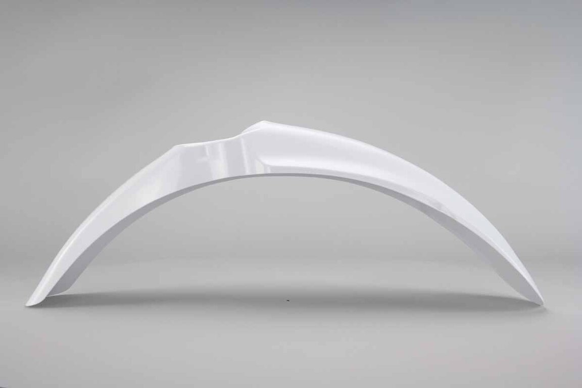 UFO White Front Fender replacement plastics for 03-08 Kawasaki KX, KX250F, KX450F dirt bikes 360 view