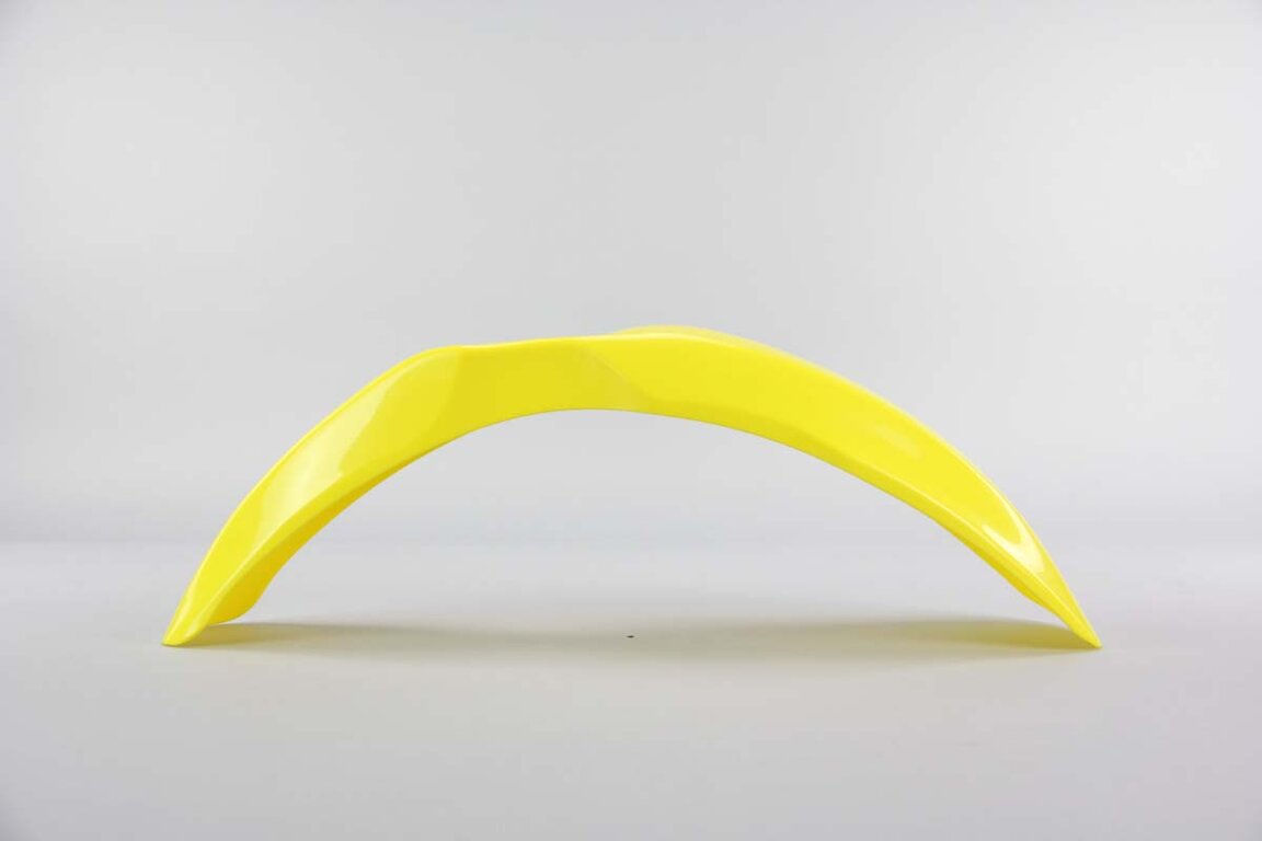 Polisport Yellow Front Fender replacement plastics for 00-25 Kawasaki, Suzuki KX65, RM65 dirt bikes 360 view