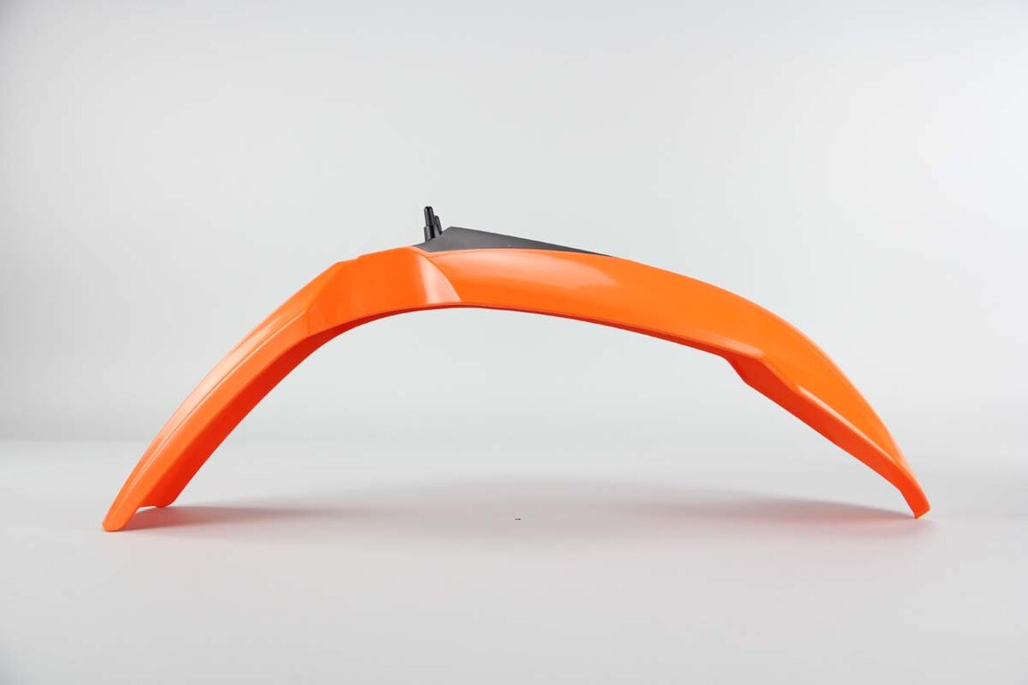 Acerbis Orange Front Fender replacement plastics for 13-17 KTM SX85 dirt bikes 360 view