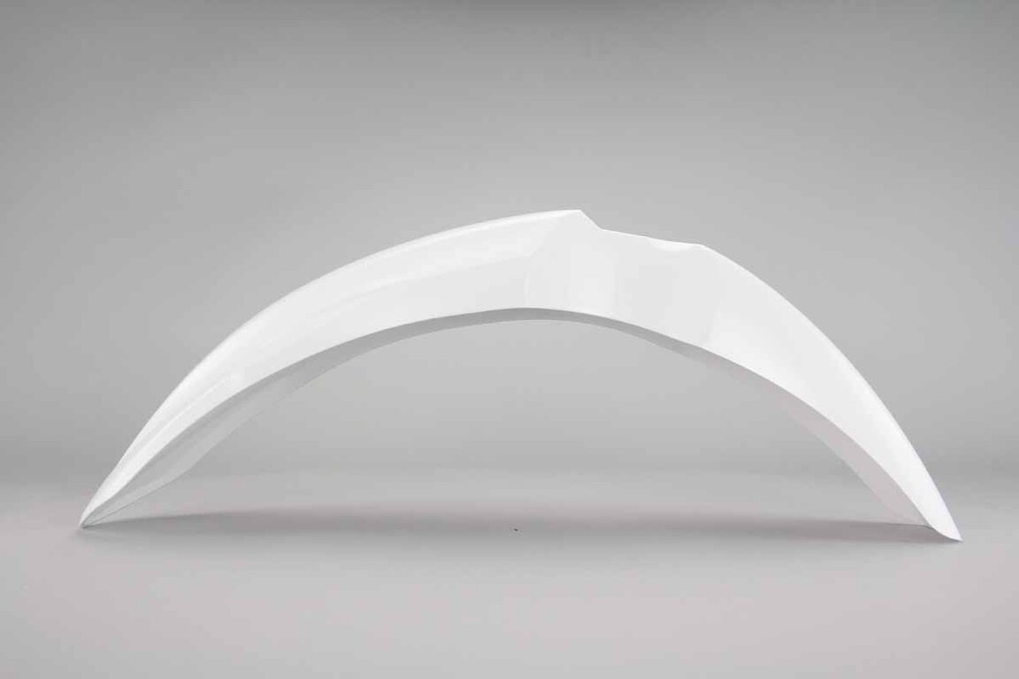 UFO Cream White Front Fender replacement plastics for 13-16 Kawasaki KX250F, KX450F dirt bikes 360 view