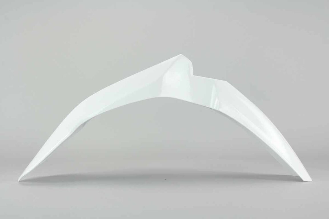 Polisport White Front Fender replacement plastics for 13-17 Honda CRF250, CRF450 dirt bikes 360 view