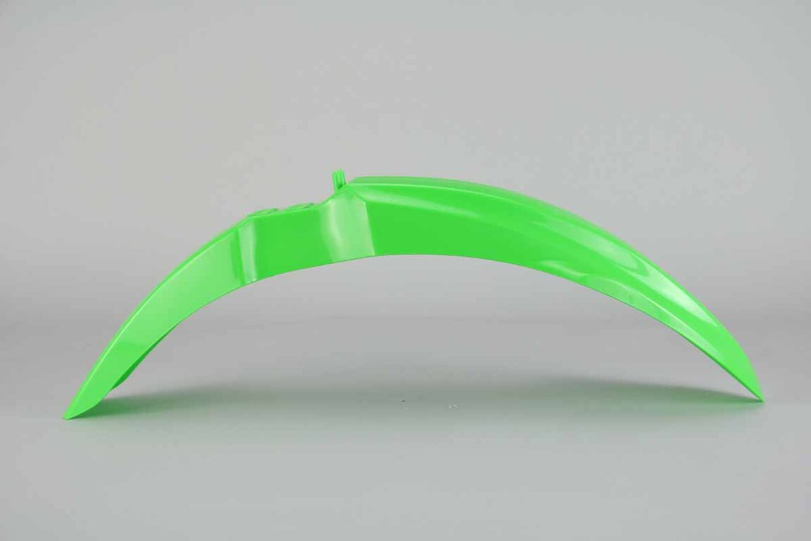 Polisport Green Front Fender replacement plastics for 14-25 Kawasaki KX100, KX112, KX85 dirt bikes 360 view