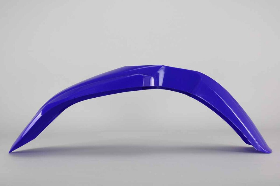 UFO Blue UFO Restyled Front Fender replacement plastics for 02-14 Yamaha YZ125, YZ250 dirt bikes 360 view