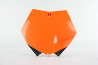 Polisport Orange Front Number Plate replacement plastics for 07-12 KTM SMR, SX, SXF, XC, XCF dirt bikes 360 view