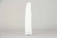 Right Side Polisport White Lower Fork Guards replacement plastics for 04-07 Kawasaki, Suzuki KX, KX250F, RMZ250 dirt bikes.