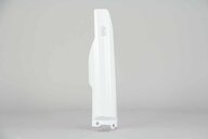 Left Side Polisport White Lower Fork Guards replacement plastics for 04-07 Kawasaki, Suzuki KX, KX250F, RMZ250 dirt bikes.