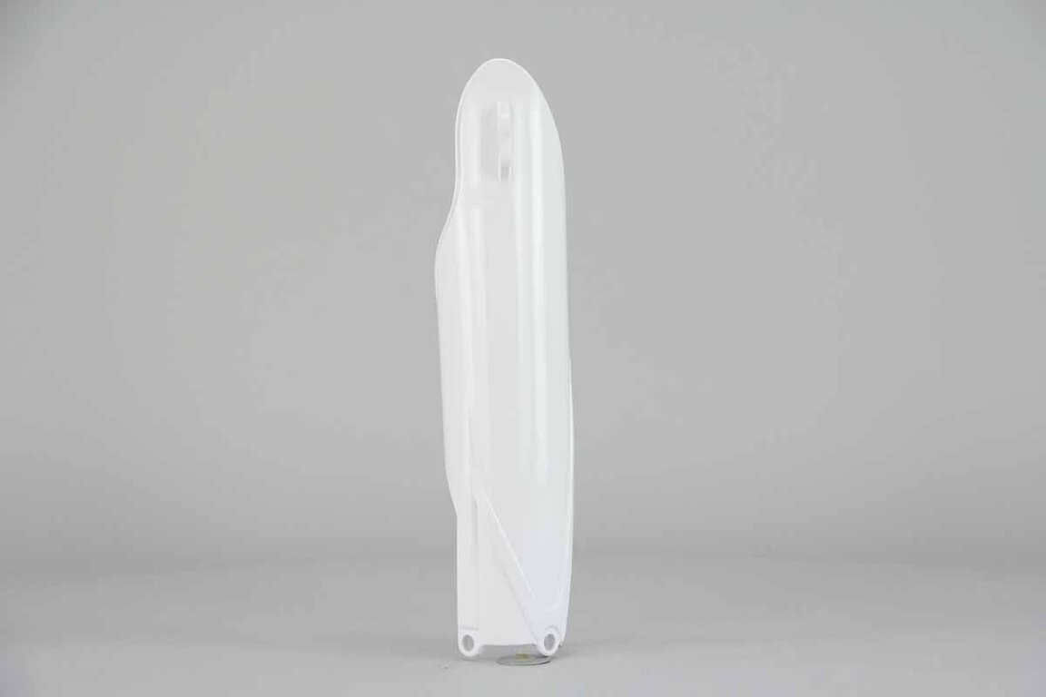 Left Side UFO White Lower Fork Guards replacement plastics for 10-25 Yamaha YZ125, YZ250, YZ250F, YZ450F dirt bikes.