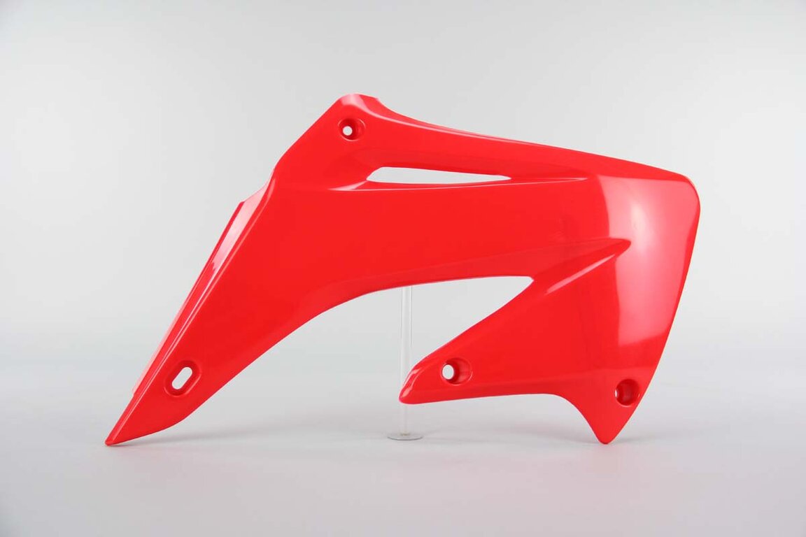 Right Side Polisport Red Radiator Shroud Set replacement plastics for 02-07 Honda CR125, CR250 dirt bikes.