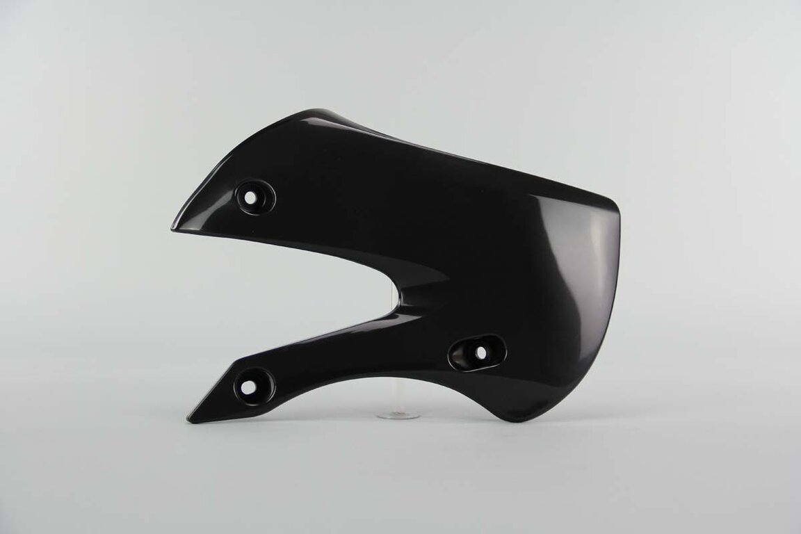 Right Side Acerbis Black Radiator Shroud Set replacement plastics for 00-25 Kawasaki, Suzuki KLX110, KX65, RM65 dirt bikes.