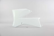 Left Side Acerbis White Radiator Shroud Set replacement plastics for 06-12 KTM SX, SX85, XC dirt bikes.