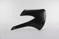 Right Side UFO Black Radiator Shroud Set replacement plastics for 01-13 Kawasaki KX100, KX85 dirt bikes.