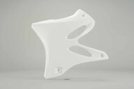 Left Side Polisport White Radiator Shroud Set replacement plastics for 02-14 Yamaha YZ125, YZ250 dirt bikes.