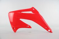 Left Side Polisport Red Radiator Shroud Set replacement plastics for 02-04 Honda CRF450 dirt bikes.