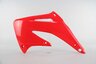 Left Side UFO Red Radiator Shroud Set replacement plastics for 02-04 Honda CRF450 dirt bikes.