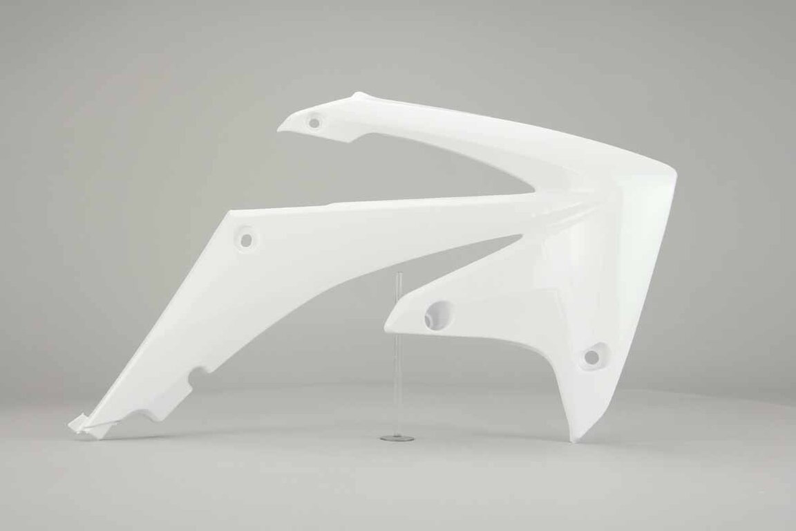 Right Side Polisport White Radiator Shroud Set replacement plastics for 09-13 Honda CRF250, CRF450 dirt bikes.