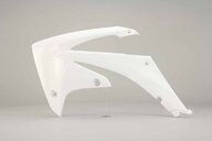 Left Side Polisport White Radiator Shroud Set replacement plastics for 09-13 Honda CRF250, CRF450 dirt bikes.