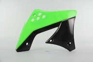 Right Side Polisport Green / Black Radiator Shroud Set replacement plastics for 09-12 Kawasaki KX250F dirt bikes.