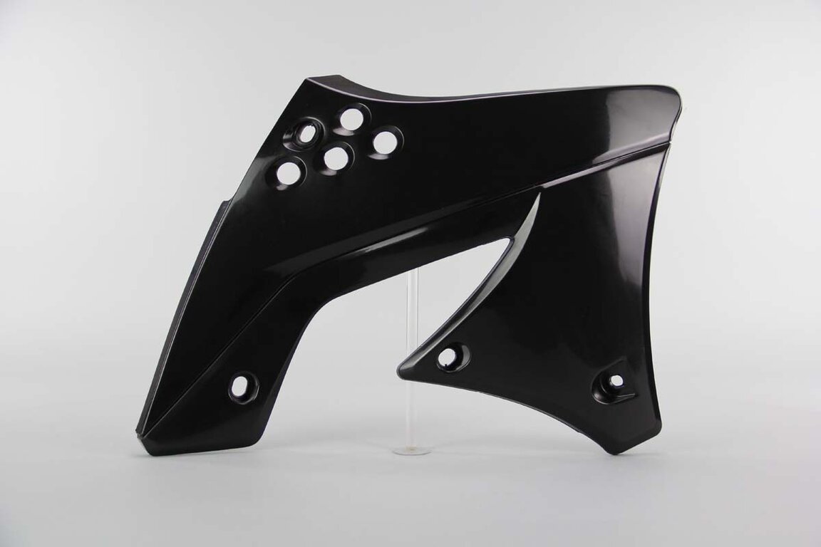 Right Side UFO Black Radiator Shroud Set replacement plastics for 09-12 Kawasaki KX250F dirt bikes.