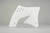 Right Side Polisport White Radiator Shroud Set replacement plastics for 09-12 Kawasaki KX250F dirt bikes.