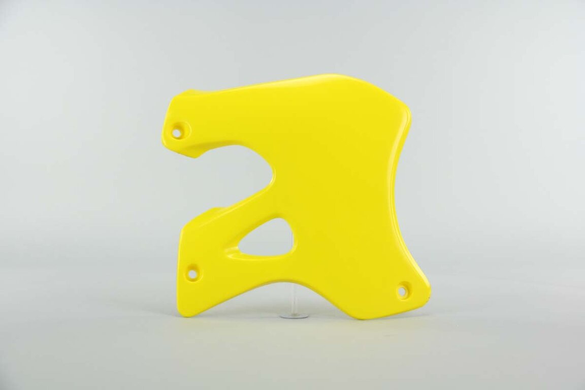 Right Side Polisport Yellow Radiator Shroud Set replacement plastics for 96-98 Suzuki RM125, RM250 dirt bikes.