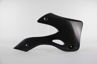 Right Side UFO Black Radiator Shroud Set replacement plastics for 99-02 Kawasaki KX dirt bikes.