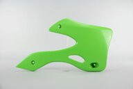 Right Side Polisport Green Radiator Shroud Set replacement plastics for 99-02 Kawasaki KX dirt bikes.