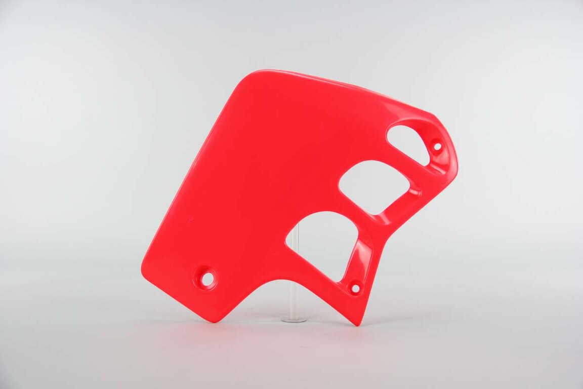 Left Side UFO Old Red Radiator Shroud Set replacement plastics for 90-01 Honda CR500 dirt bikes.