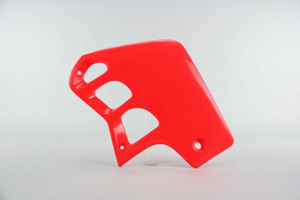 Right Side UFO Old Red Radiator Shroud Set replacement plastics for 90-01 Honda CR500 dirt bikes.